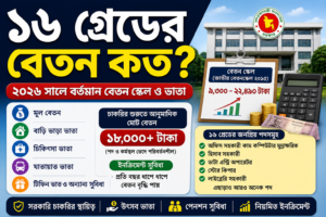 ১৬ গ্রেডের বেতন কত ২০২৬? বেতন স্কেল, ইনক্রিমেন্ট, ভাতা ও সুযোগ-সুবিধা