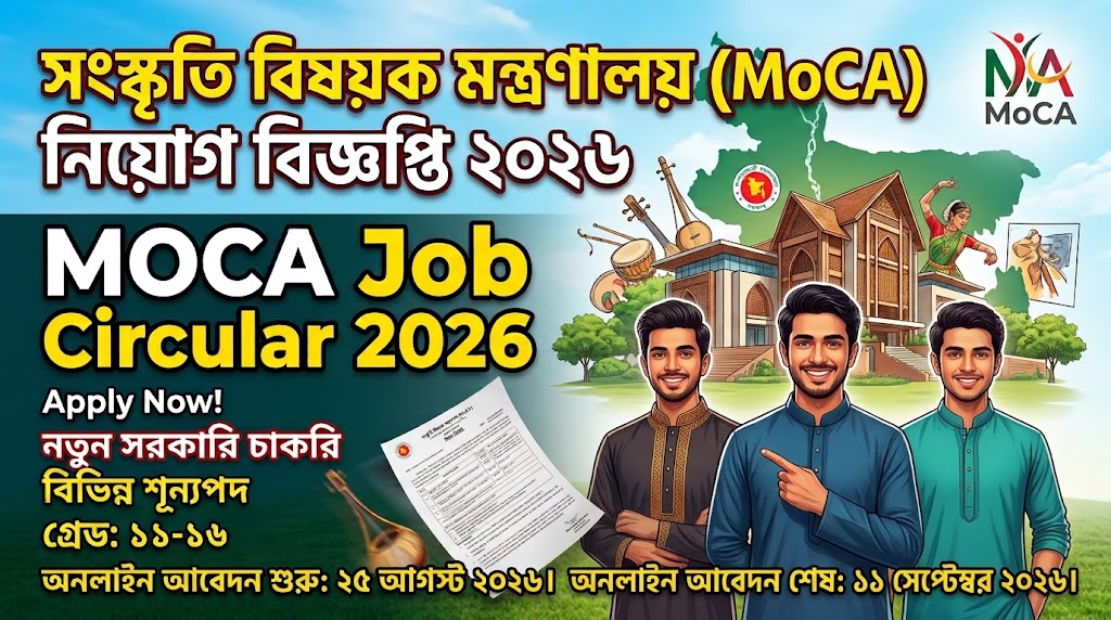 সংস্কৃতি বিষয়ক মন্ত্রণালয় নিয়োগ বিজ্ঞপ্তি ২০২৬ | MOCA Job Circular 2026
