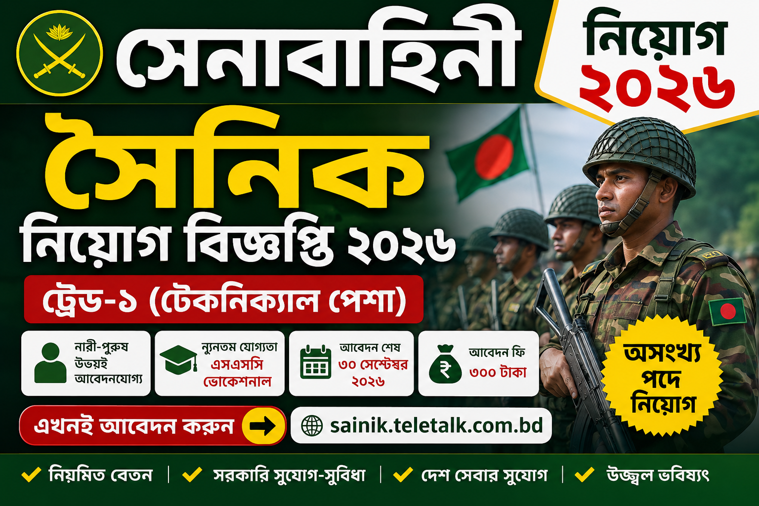 সেনাবাহিনী সৈনিক নিয়োগ ২০২৬ সার্কুলার | Army Sainik Job Circular 2026