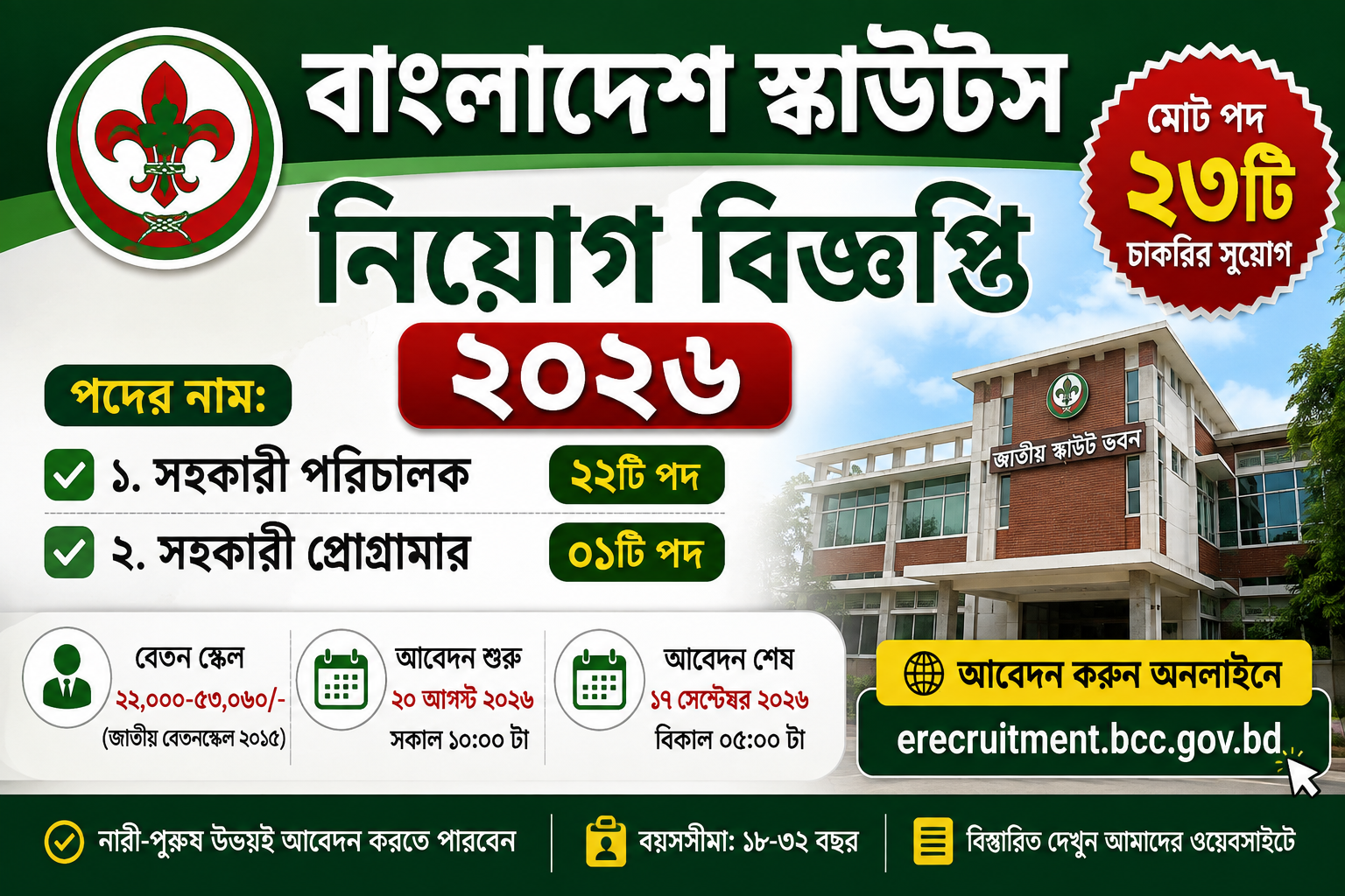 বাংলাদেশ স্কাউটস নিয়োগ বিজ্ঞপ্তি ২০২৬