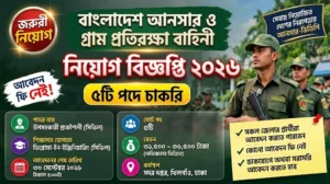 বাংলাদেশ আনসার ও গ্রাম প্রতিরক্ষা বাহিনী নিয়োগ বিজ্ঞপ্তি ২০২৬ | ৫ পদে চাকরি