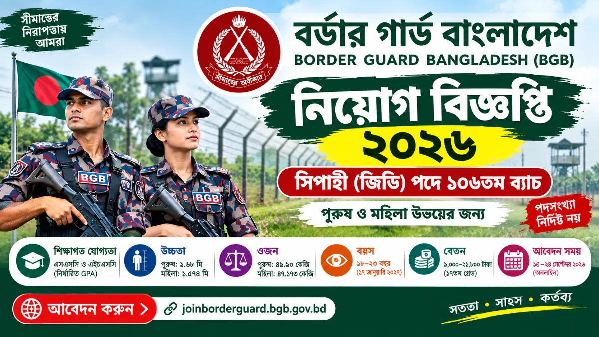 বর্ডার গার্ড বাংলাদেশ নিয়োগ বিজ্ঞপ্তি ২০২৬ | BGB Job Circular 2026