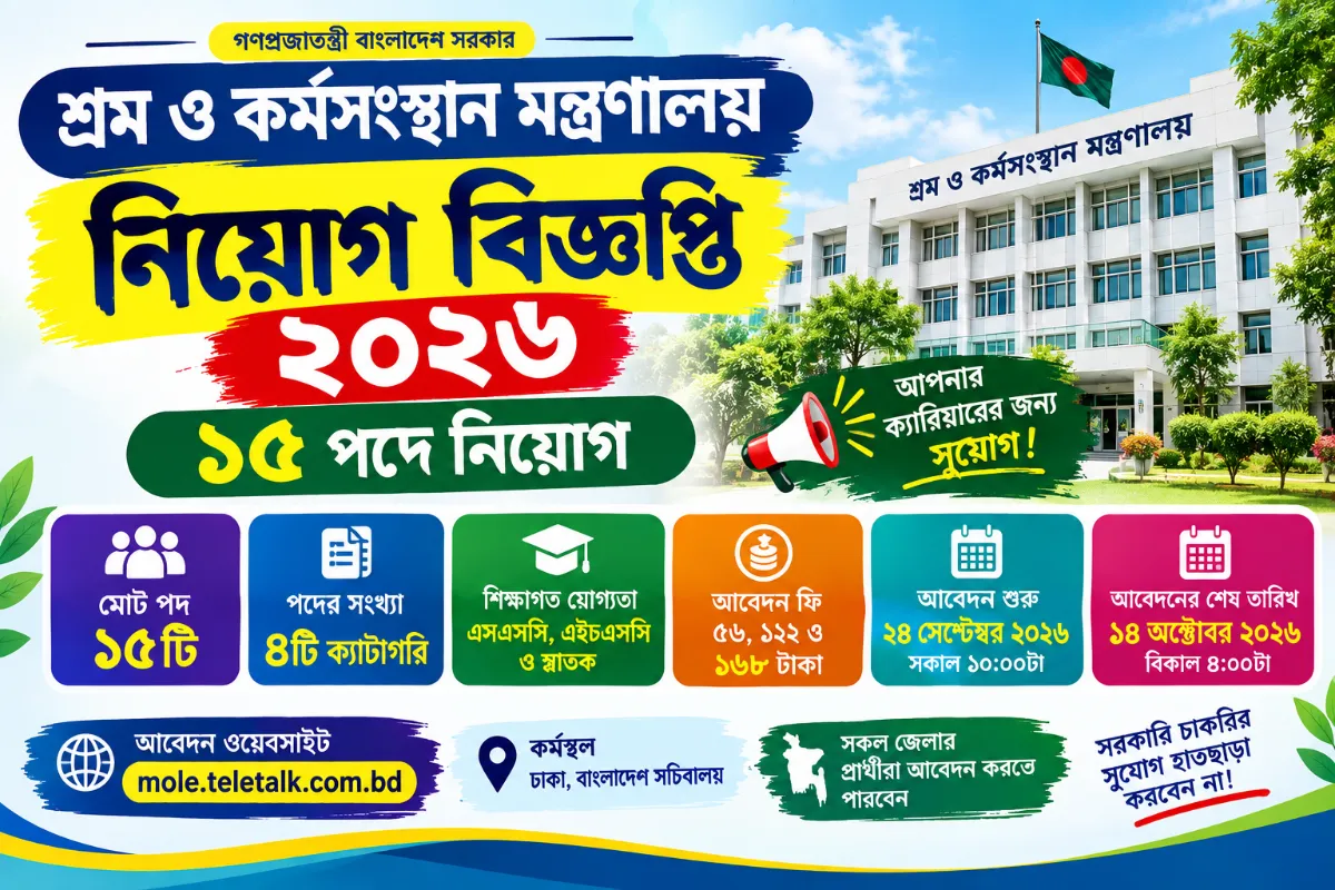 শ্রম ও কর্মসংস্থান মন্ত্রণালয় নিয়োগ বিজ্ঞপ্তি ২০২৬