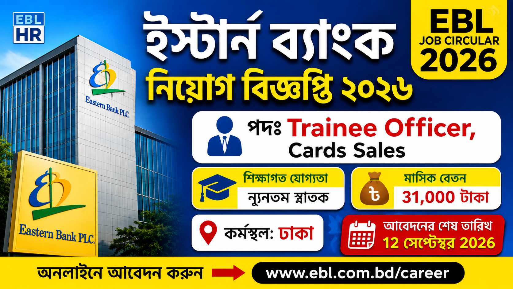 ইস্টার্ন ব্যাংক নিয়োগ বিজ্ঞপ্তি ২০২৬ – EBL Job Circular 2026