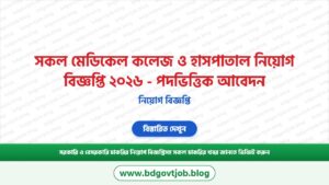 সকল মেডিকেল কলেজ ও হাসপাতাল নিয়োগ বিজ্ঞপ্তি ২০২৬