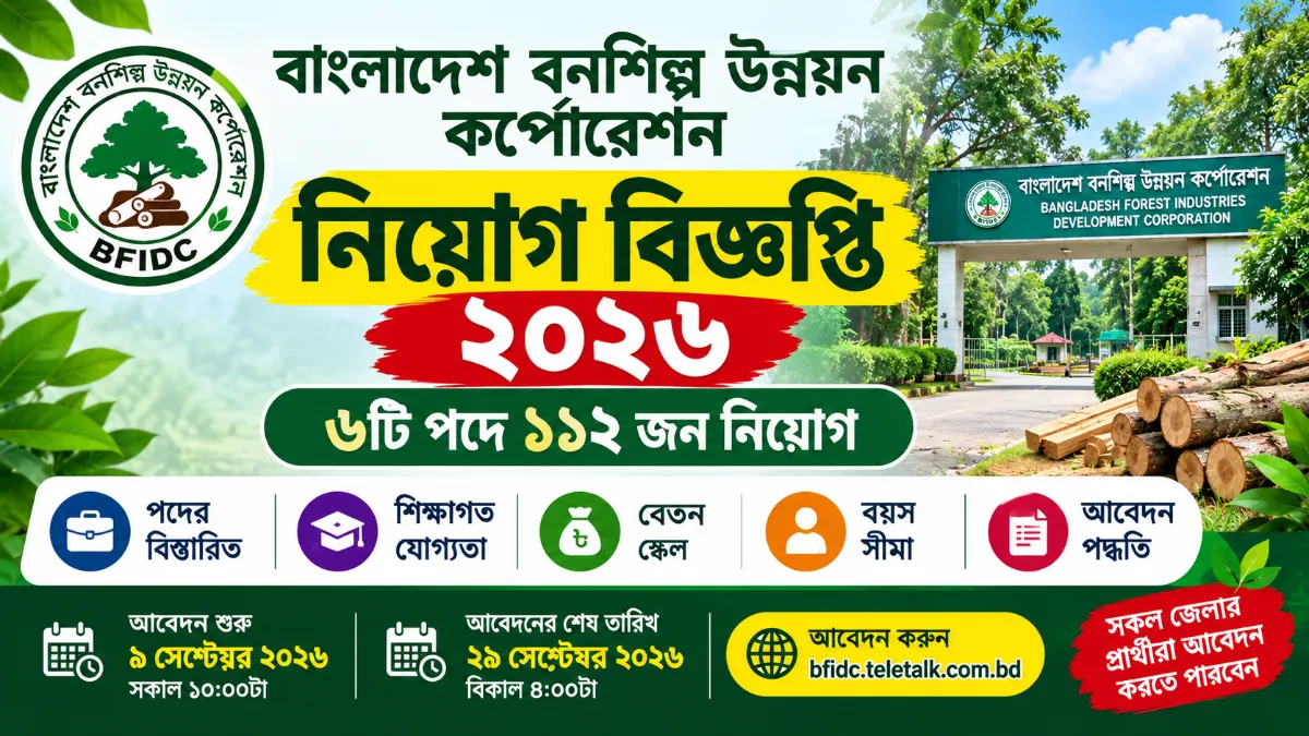 বাংলাদেশ বনশিল্প উন্নয়ন কর্পোরেশন নিয়োগ বিজ্ঞপ্তি ২০২৬ | BFIDC Job Circular 2026