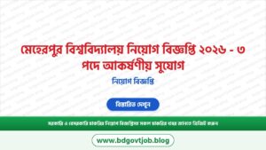 মেহেরপুর বিশ্ববিদ্যালয় নিয়োগ বিজ্ঞপ্তি ২০২৬ – ৩ পদে আকর্ষণীয় সুযোগ