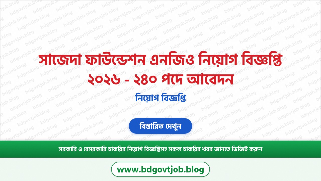সাজেদা ফাউন্ডেশন এনজিও নিয়োগ বিজ্ঞপ্তি ২০২৬ থাম্বনেইল ছবি