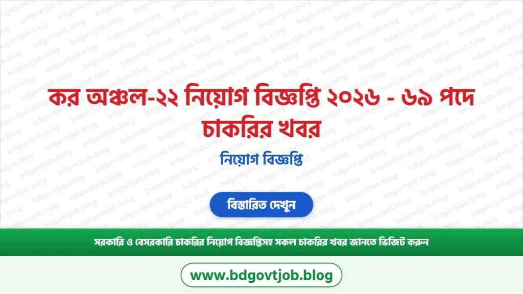 কর অঞ্চল-২২ নিয়োগ বিজ্ঞপ্তি ২০২৬