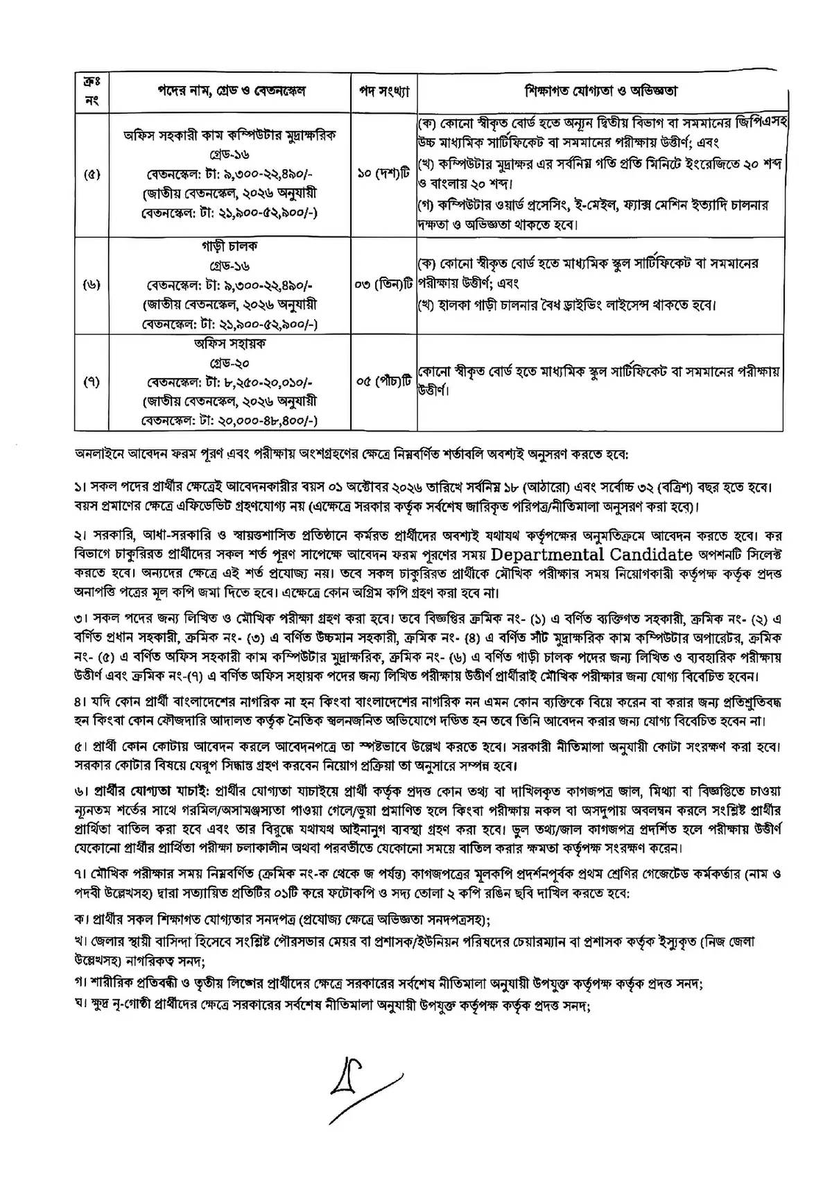 কর অঞ্চল কুমিল্লা নিয়োগ বিজ্ঞপ্তি ২০২৬ সার্কুলারের ছবি (পৃষ্ঠা ২)