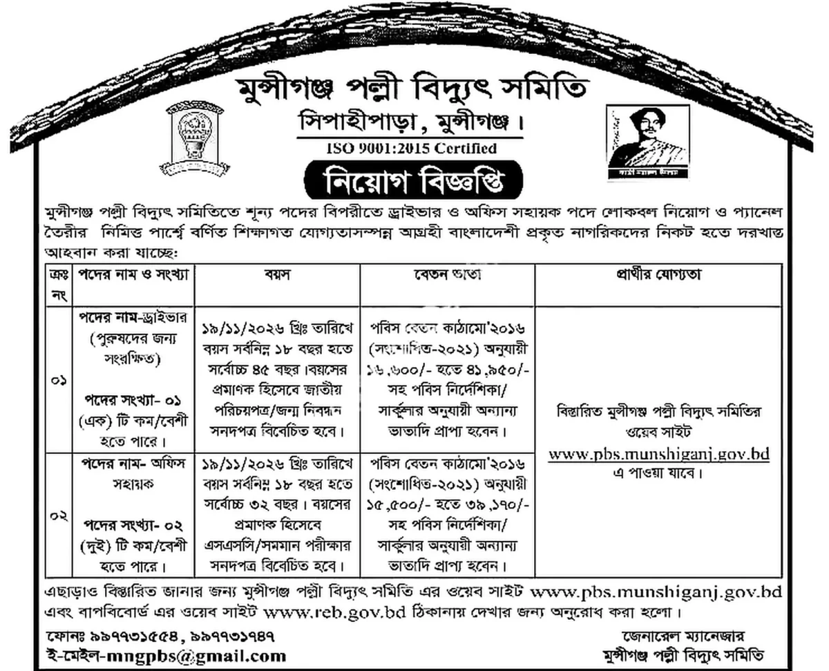 পল্লী বিদ্যুৎ সমিতি নিয়োগ বিজ্ঞপ্তি ২০২৬ সার্কুলারের ছবি